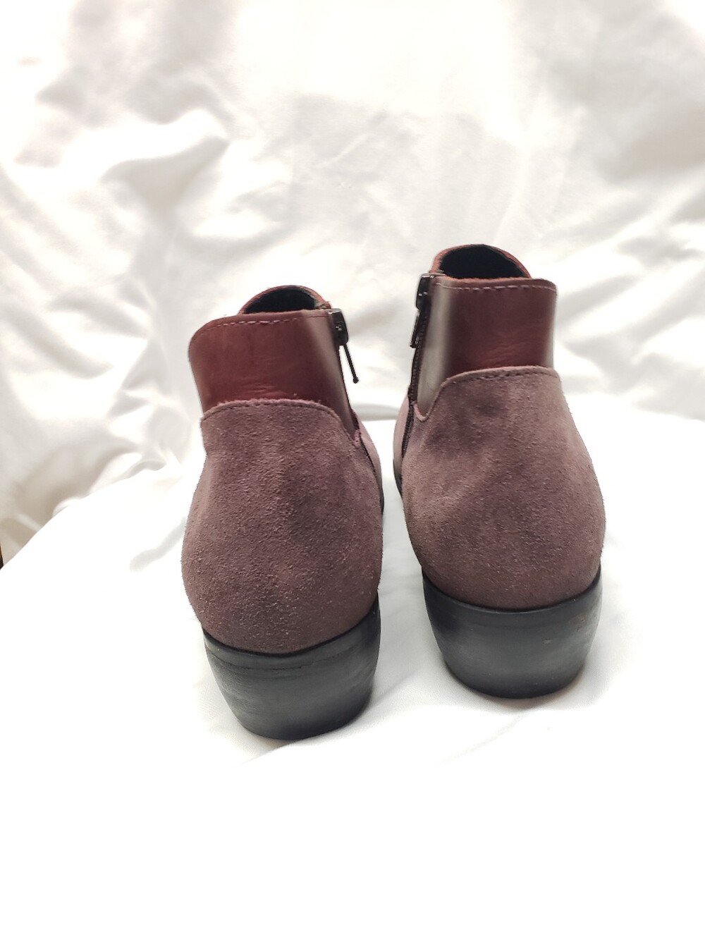 Fly London Burgundy Color Suede/leather Zip Up Ankle Boots Size 37 - Picture 5 of 5